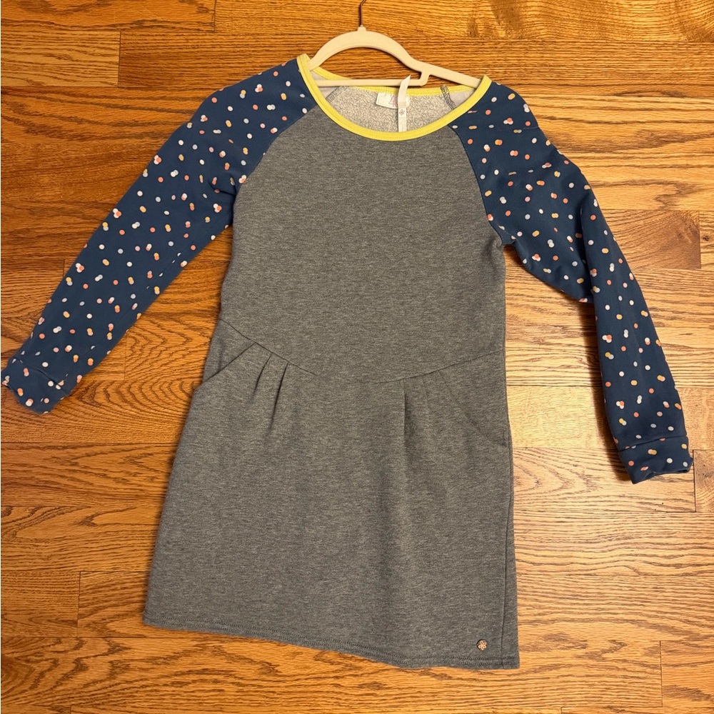 MJC 435 Gray and Blue Polka Dot Kids Dress